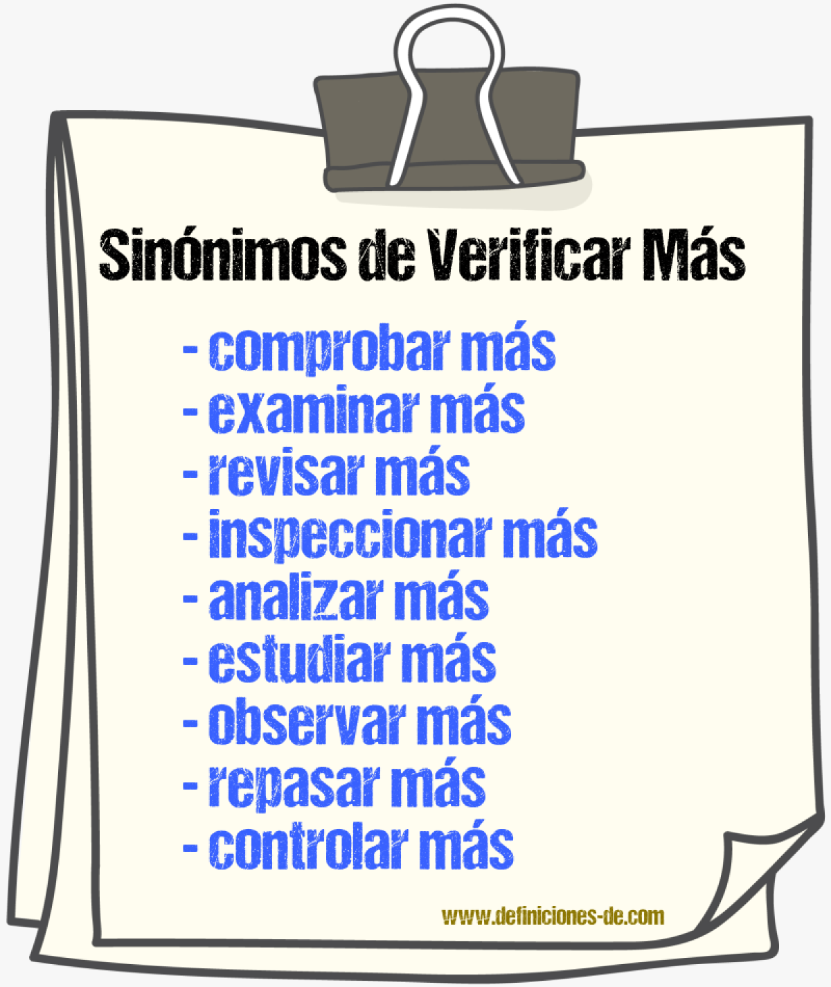 Sinónimos de verificar más