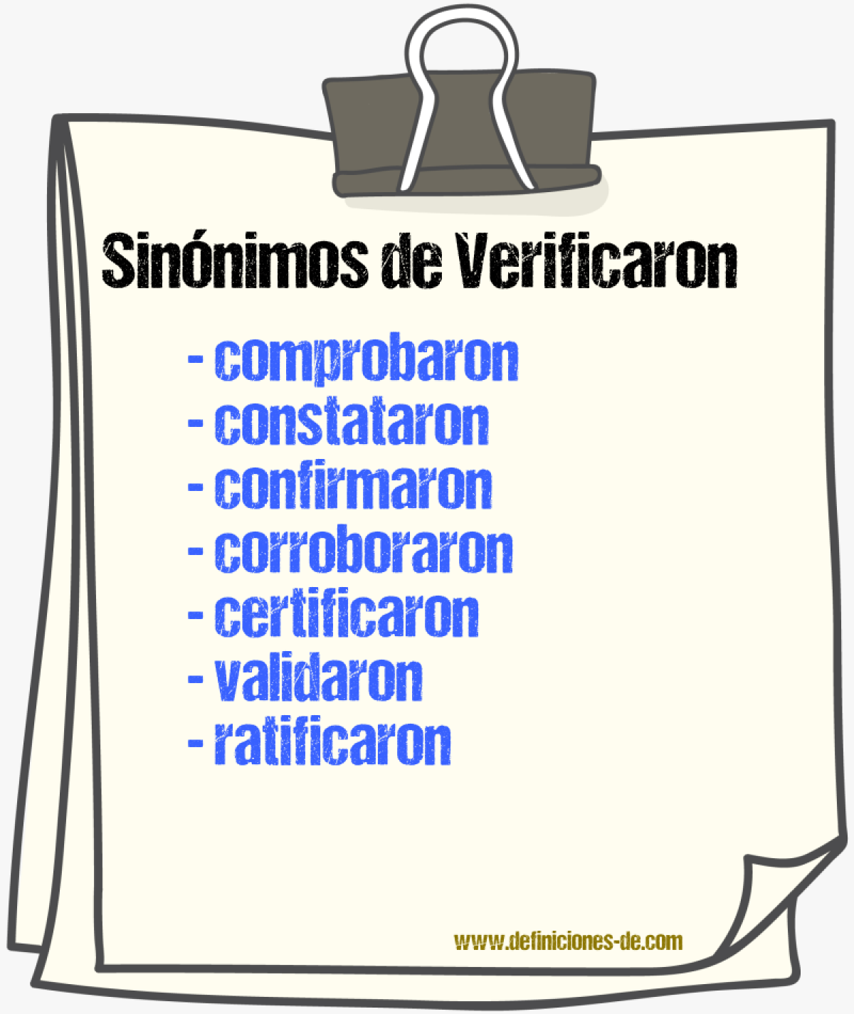 Sinónimos de verificaron