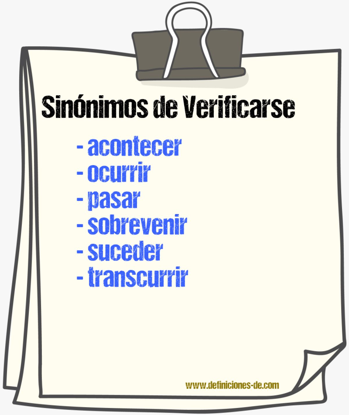 Sinnimos de verificarse