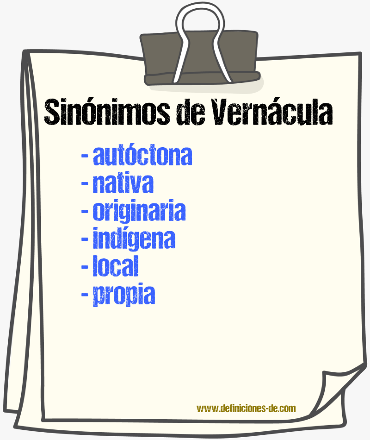 Sinónimos de vernácula