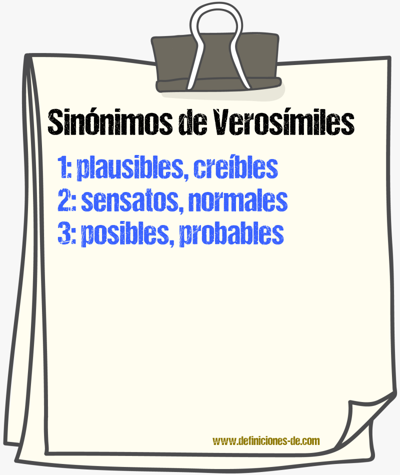 Sinónimos de verosímiles