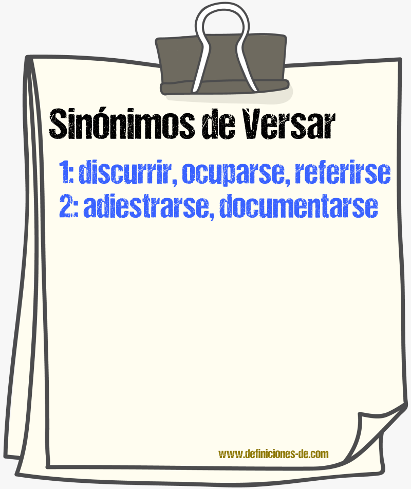 Sinnimos de versar