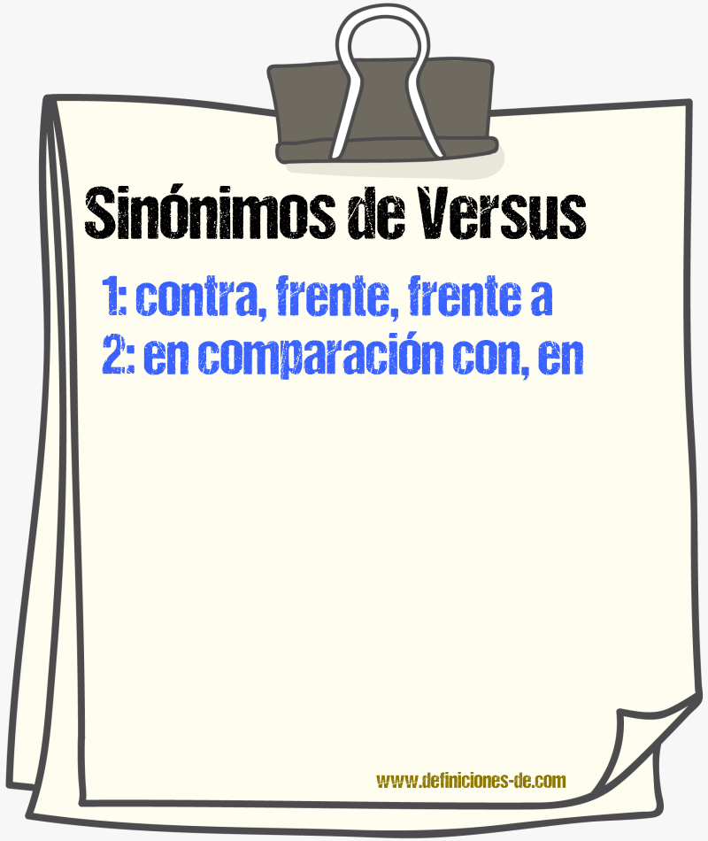 Sinnimos de versus