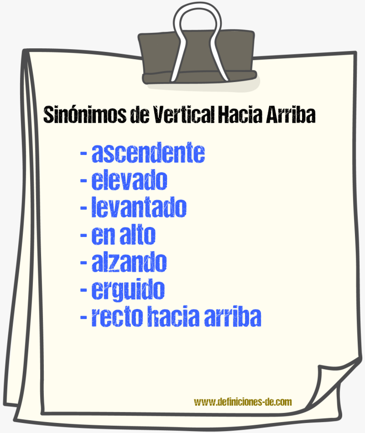 Sinónimos de vertical hacia arriba