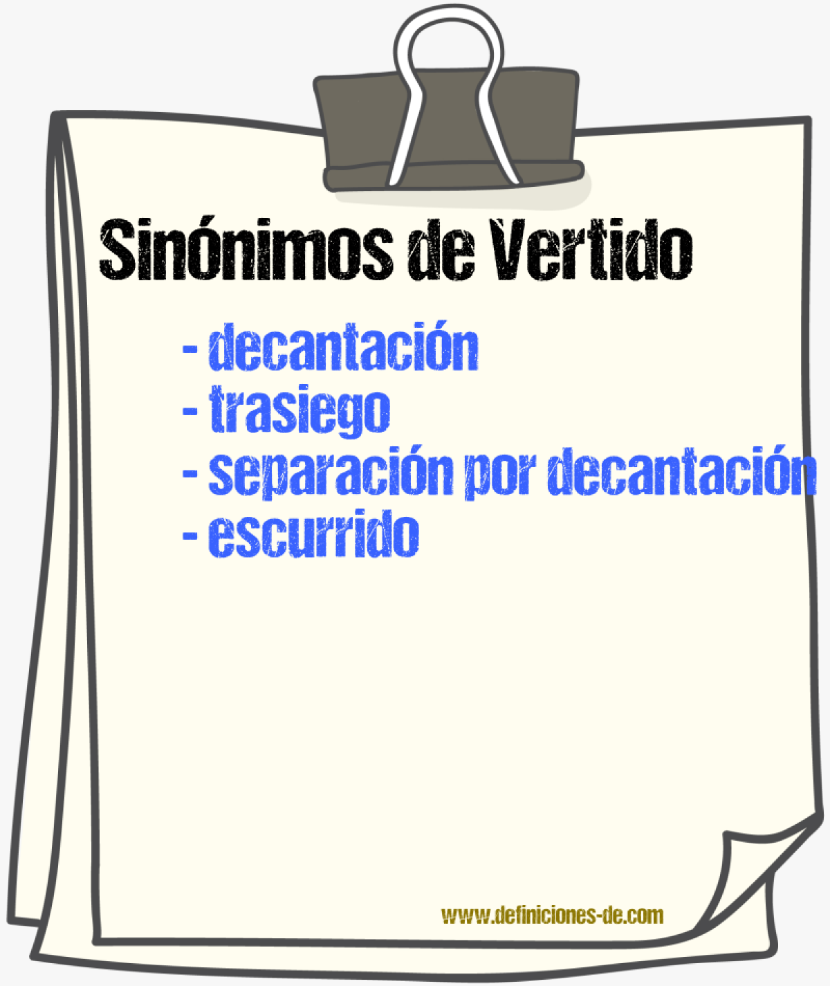 Sinónimos de vertido