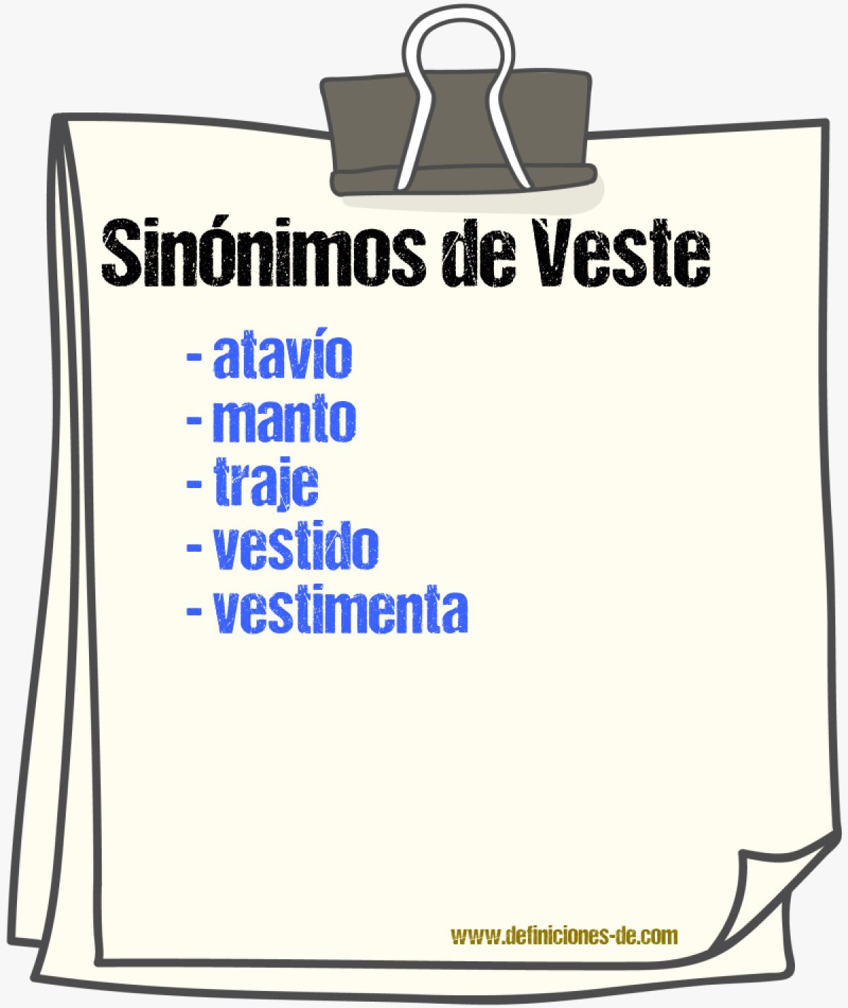 Sinnimos de veste