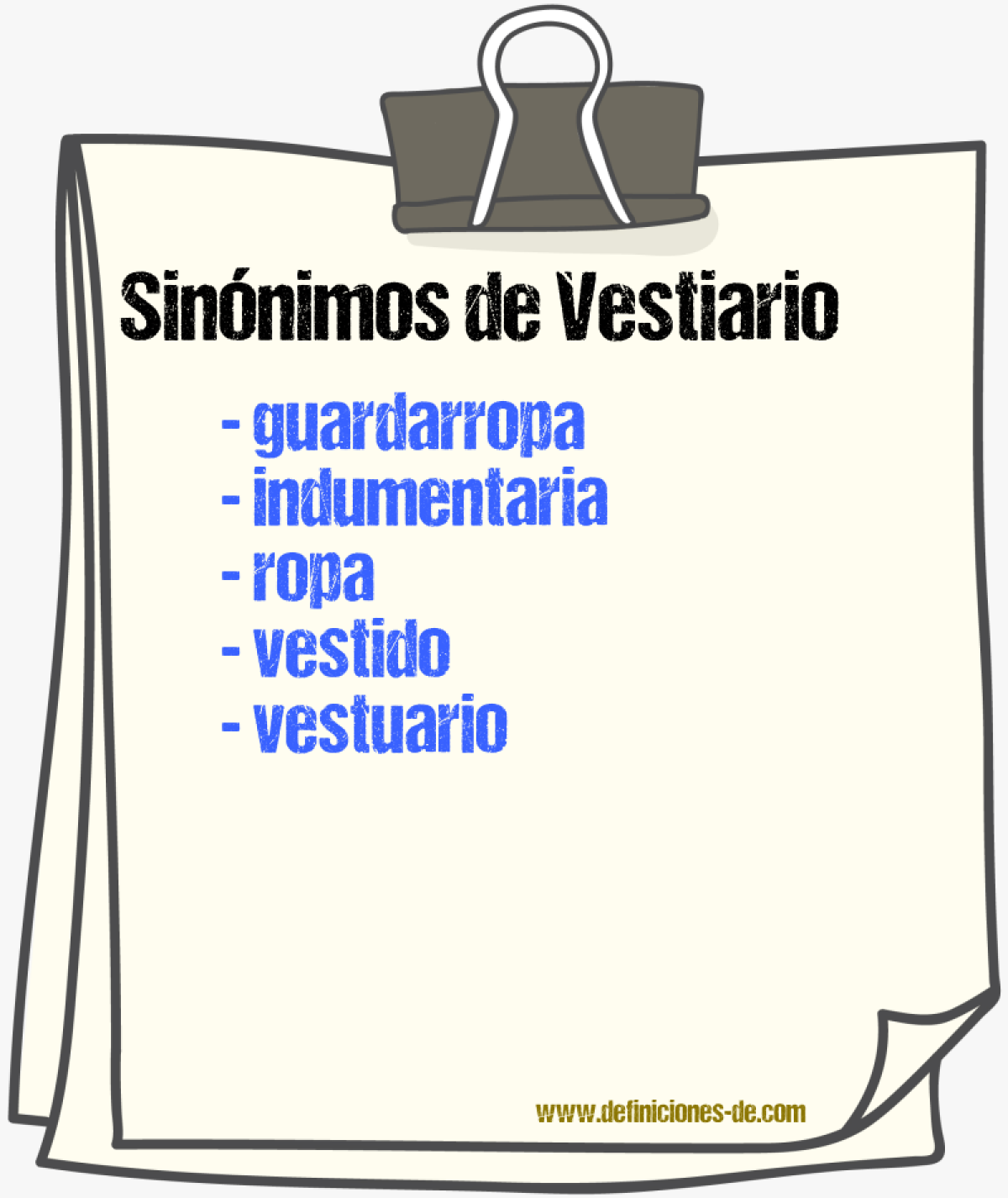 Sinnimos de vestiario