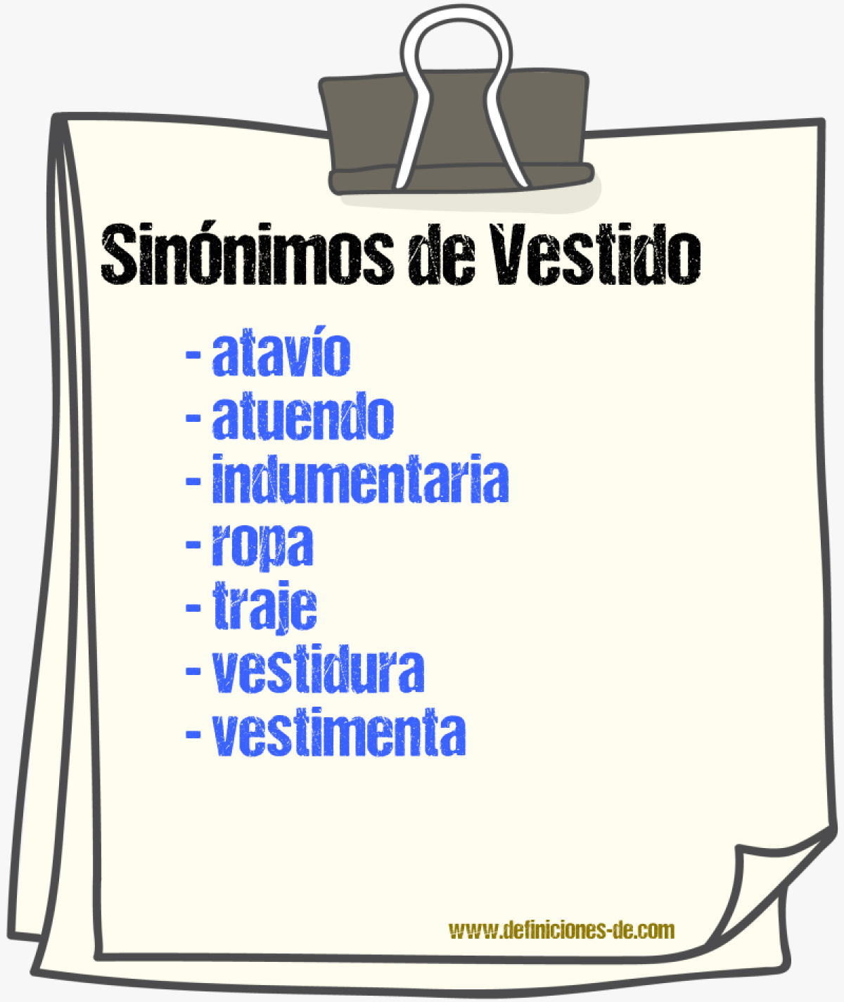 Sinnimos de vestido