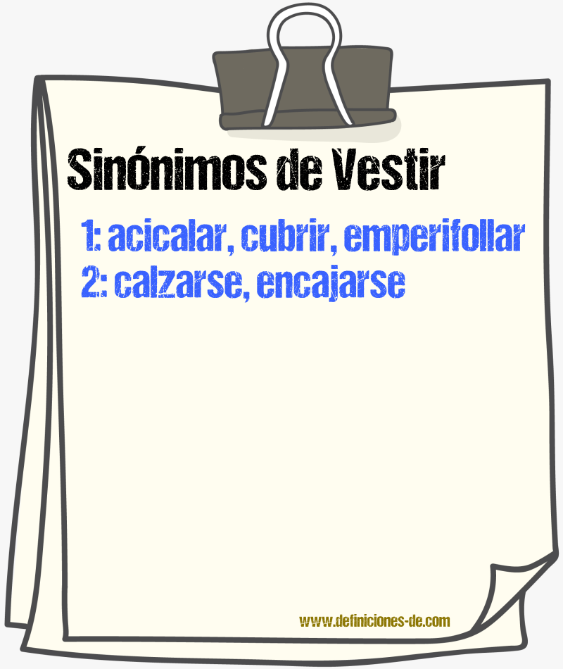 Sinnimos de vestir