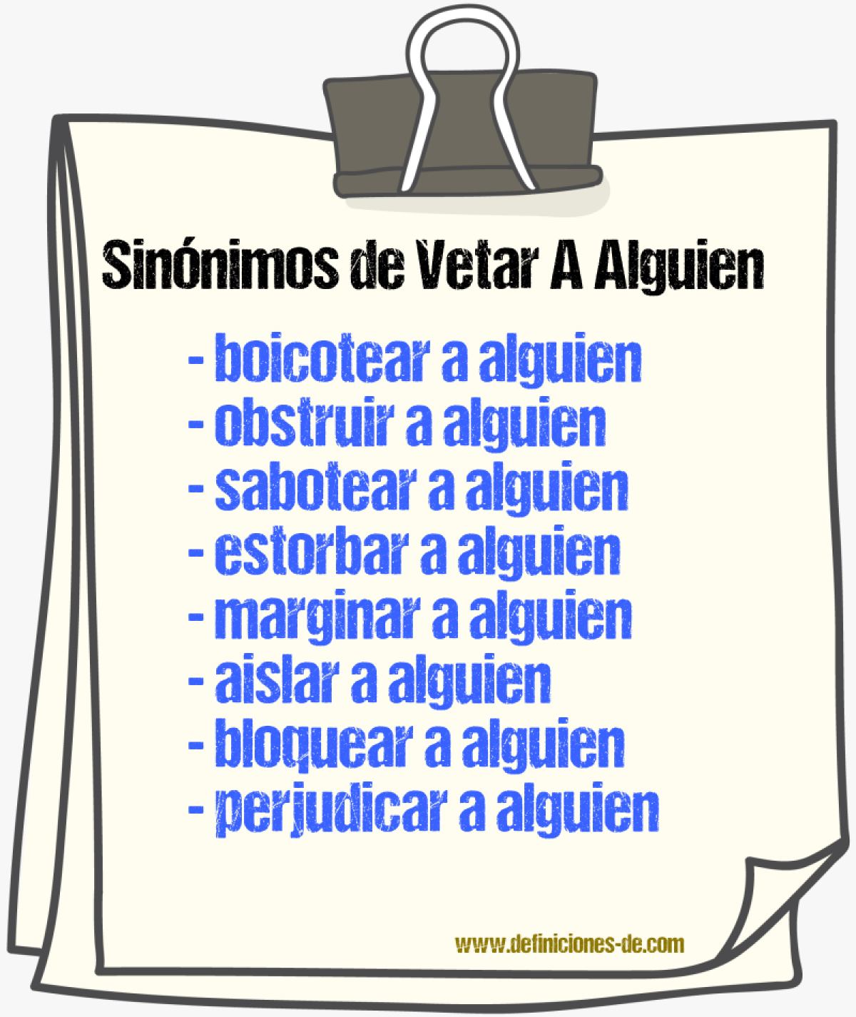 Sinónimos de vetar a alguien