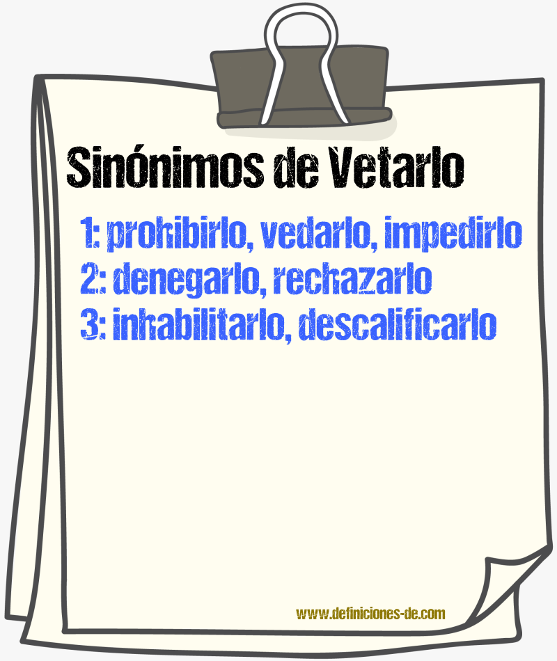 Sinónimos de vetarlo
