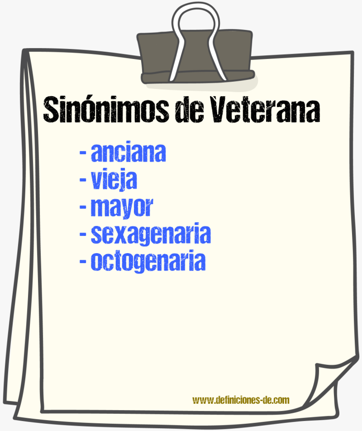 Sinónimos de veterana