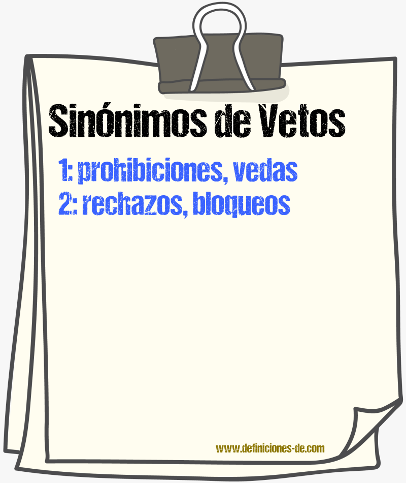 Sinónimos de vetos