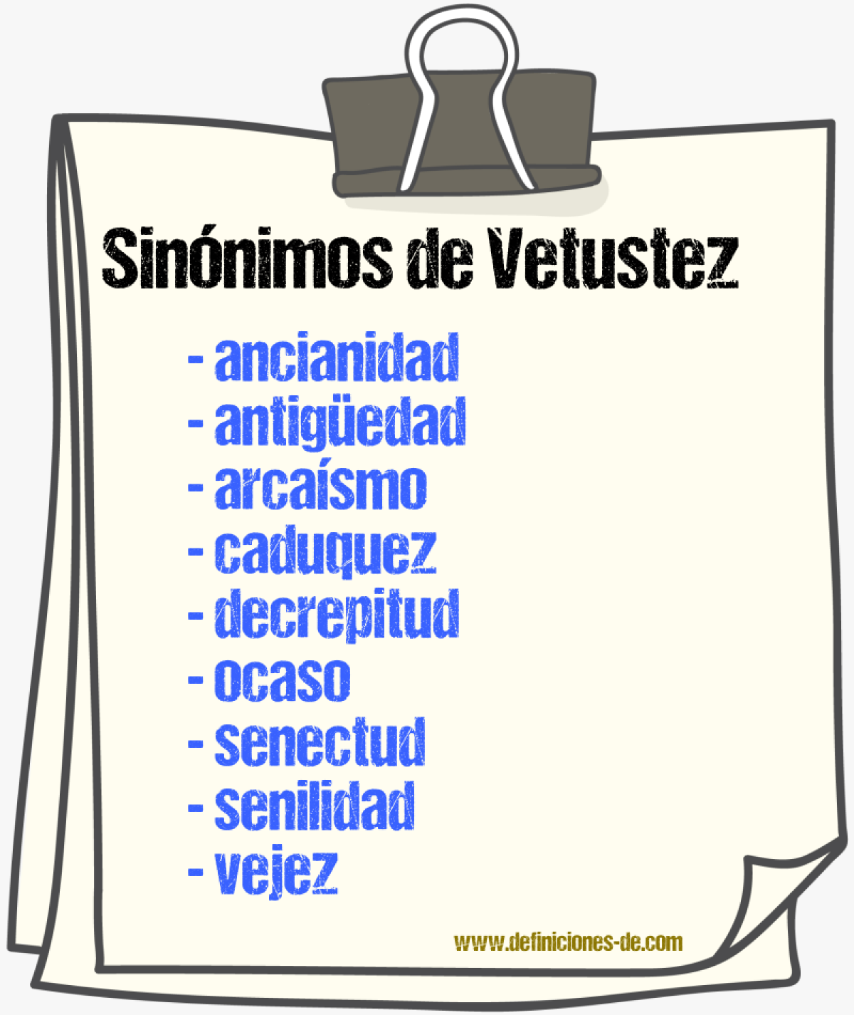 Sinnimos de vetustez