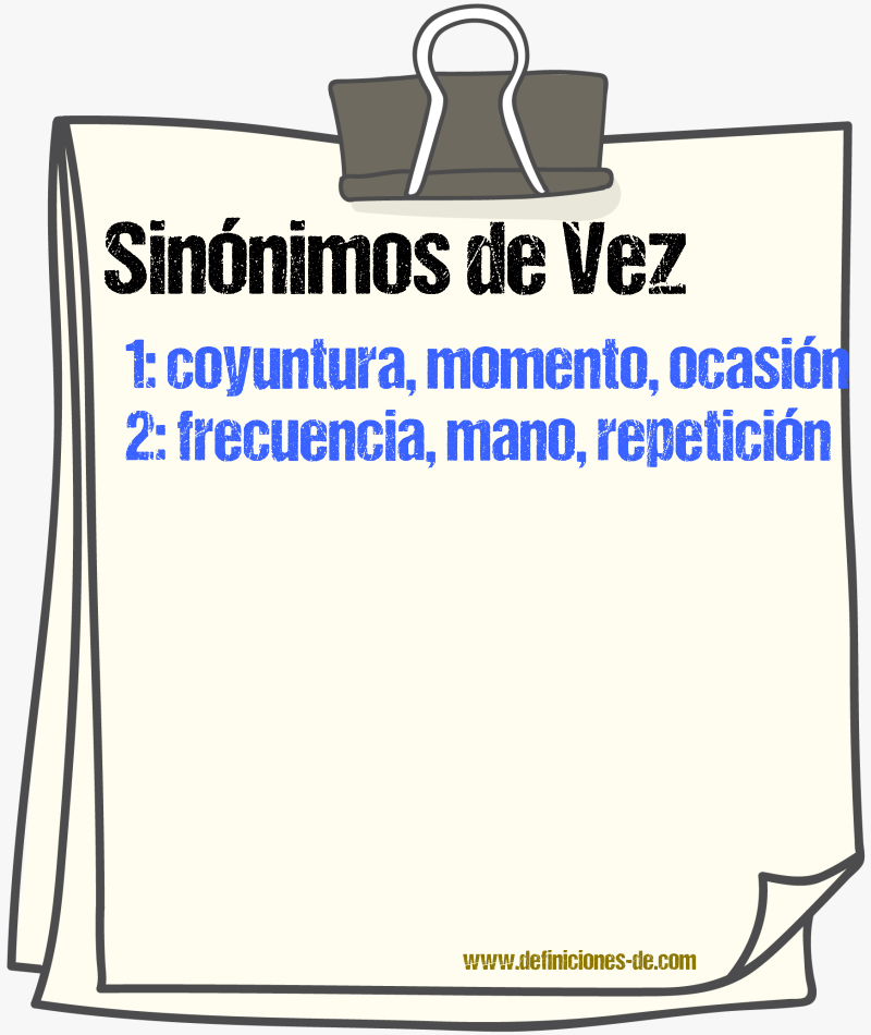 Sinnimos de vez