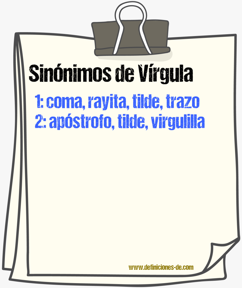 Sinnimos de vrgula