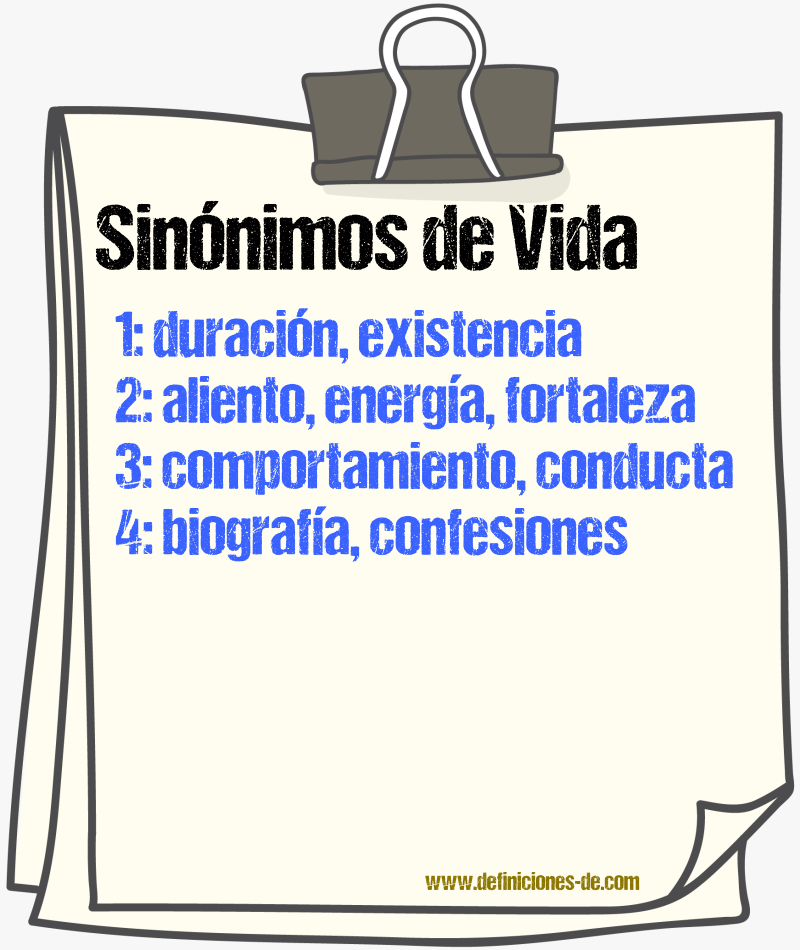 Sinnimos de vida