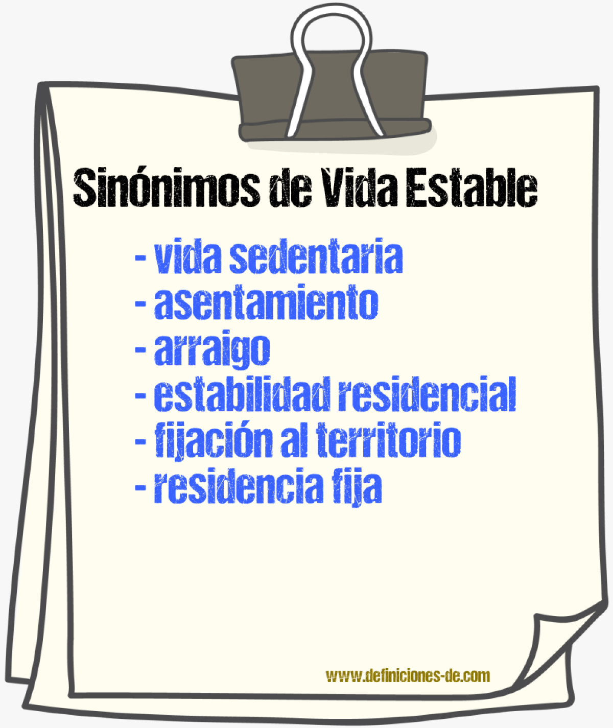 Sinónimos de vida estable