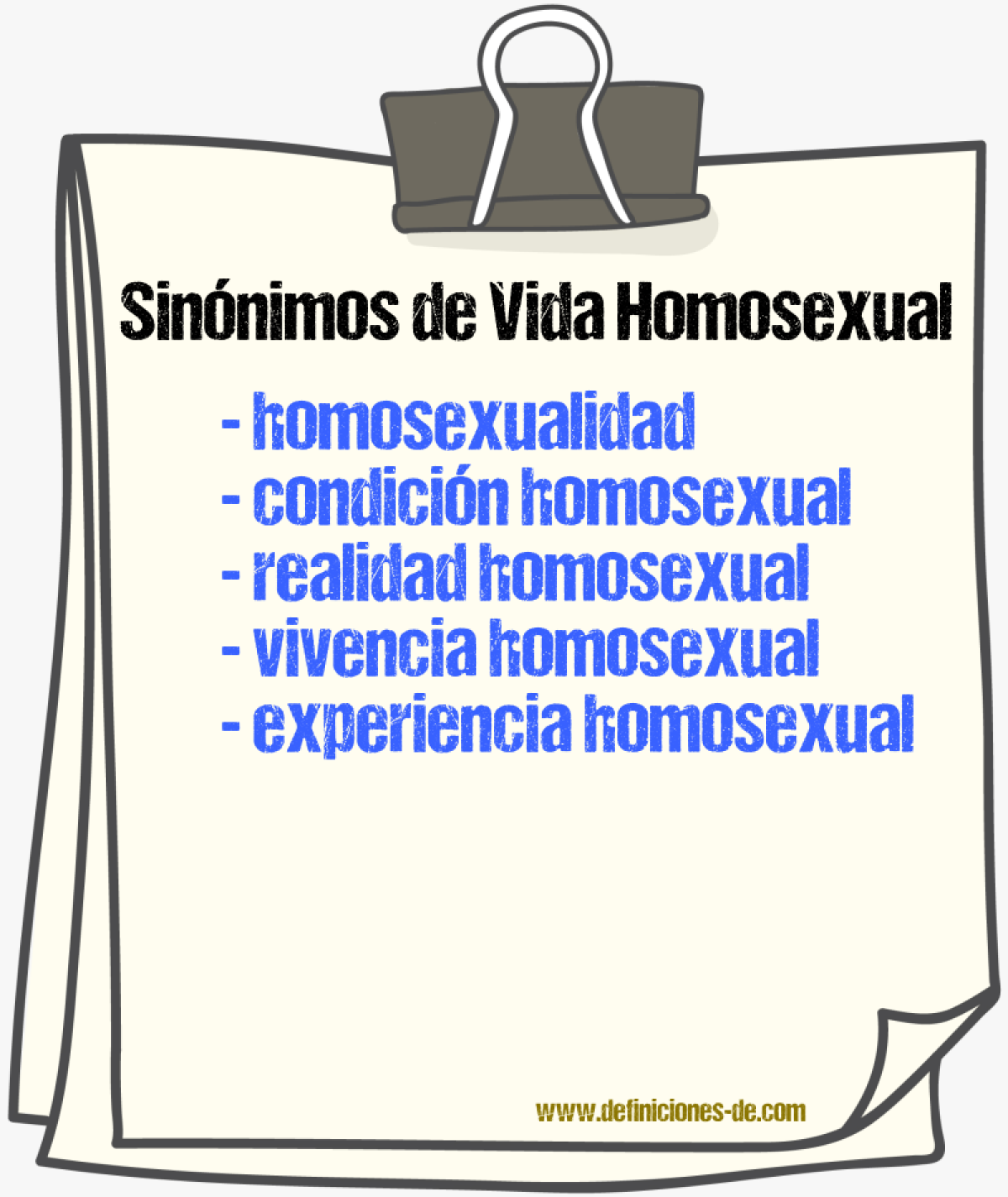 Sinónimos de vida homosexual