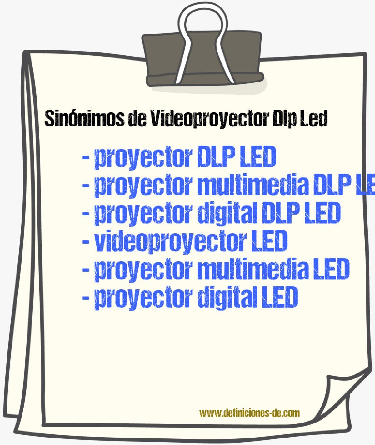 Sinónimos de videoproyector dlp led