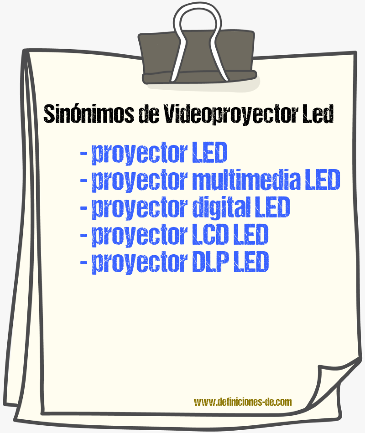 Sinónimos de videoproyector led