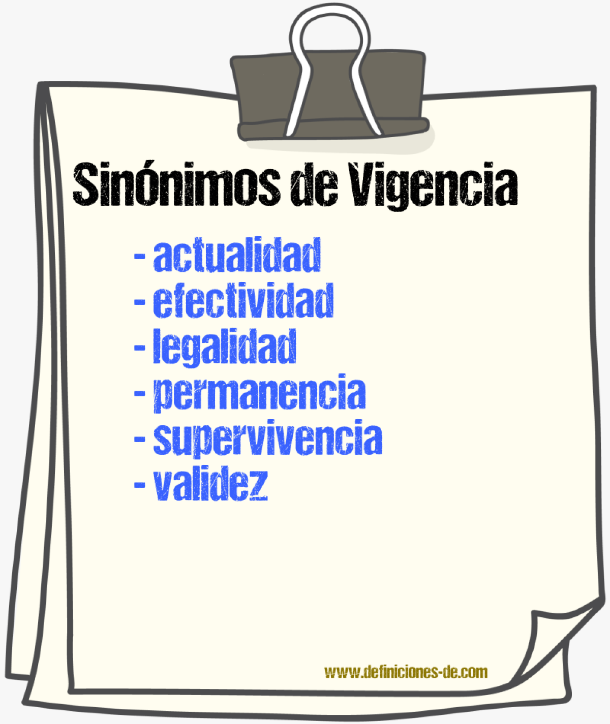 Sinnimos de vigencia