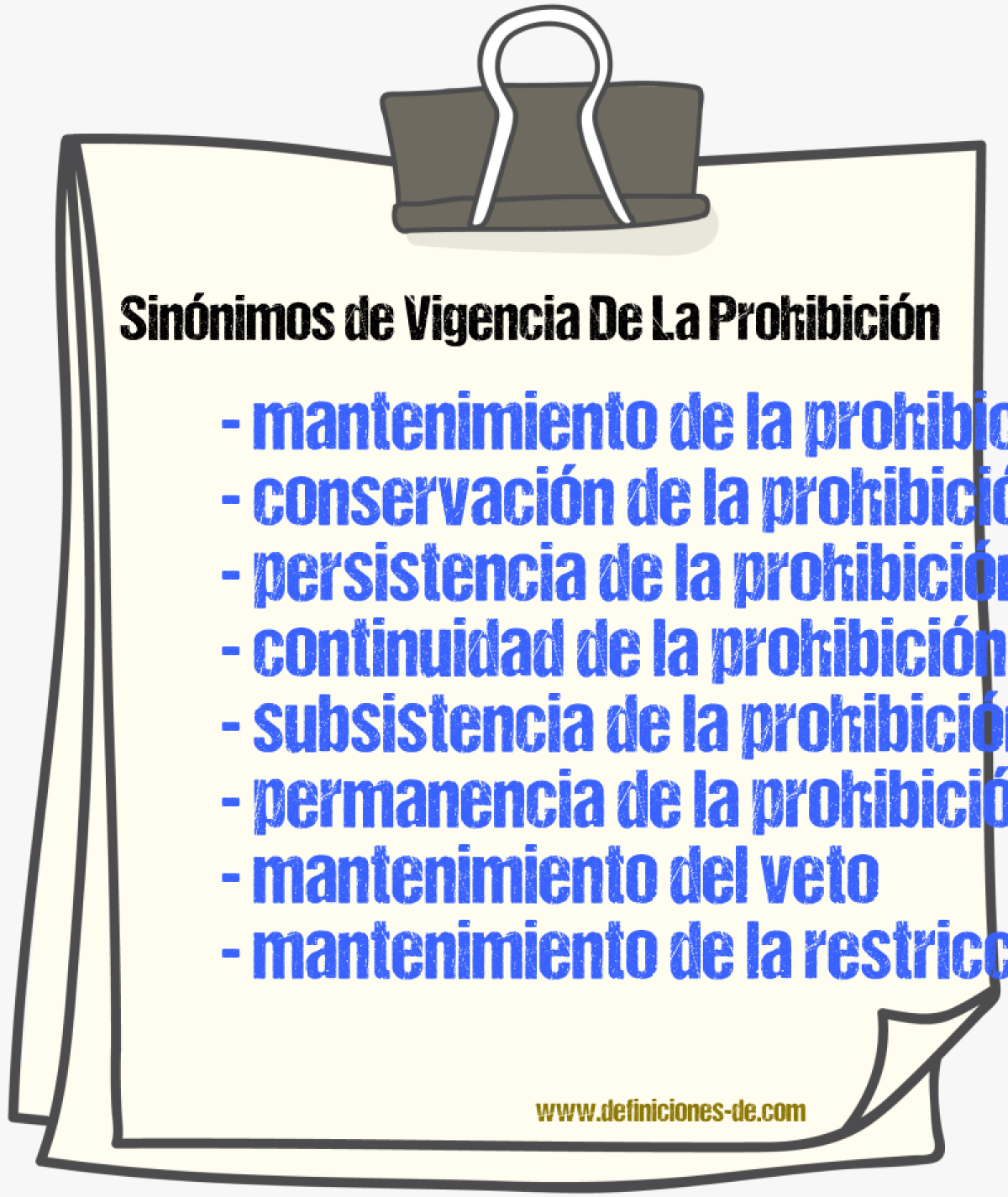 Sinónimos de vigencia de la prohibición