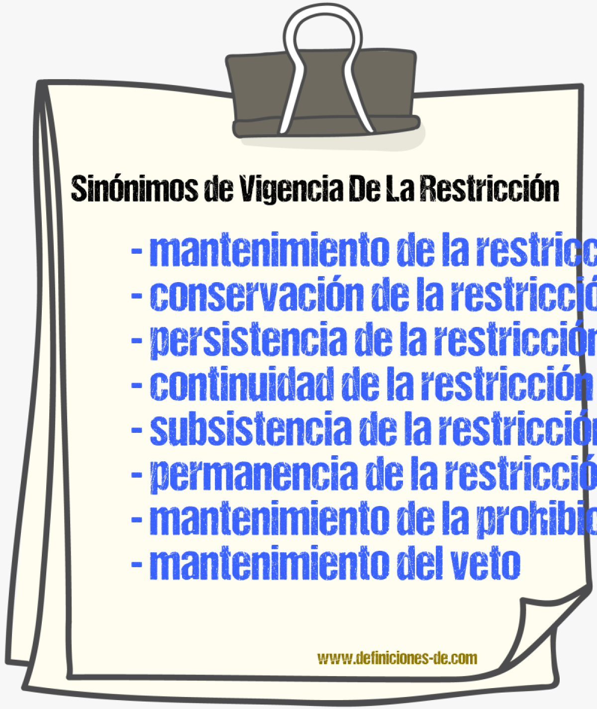 Sinónimos de vigencia de la restricción