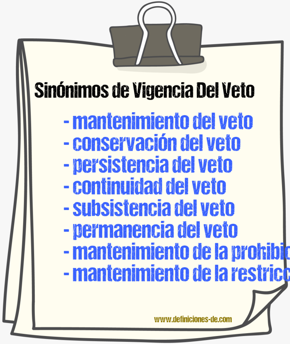 Sinónimos de vigencia del veto