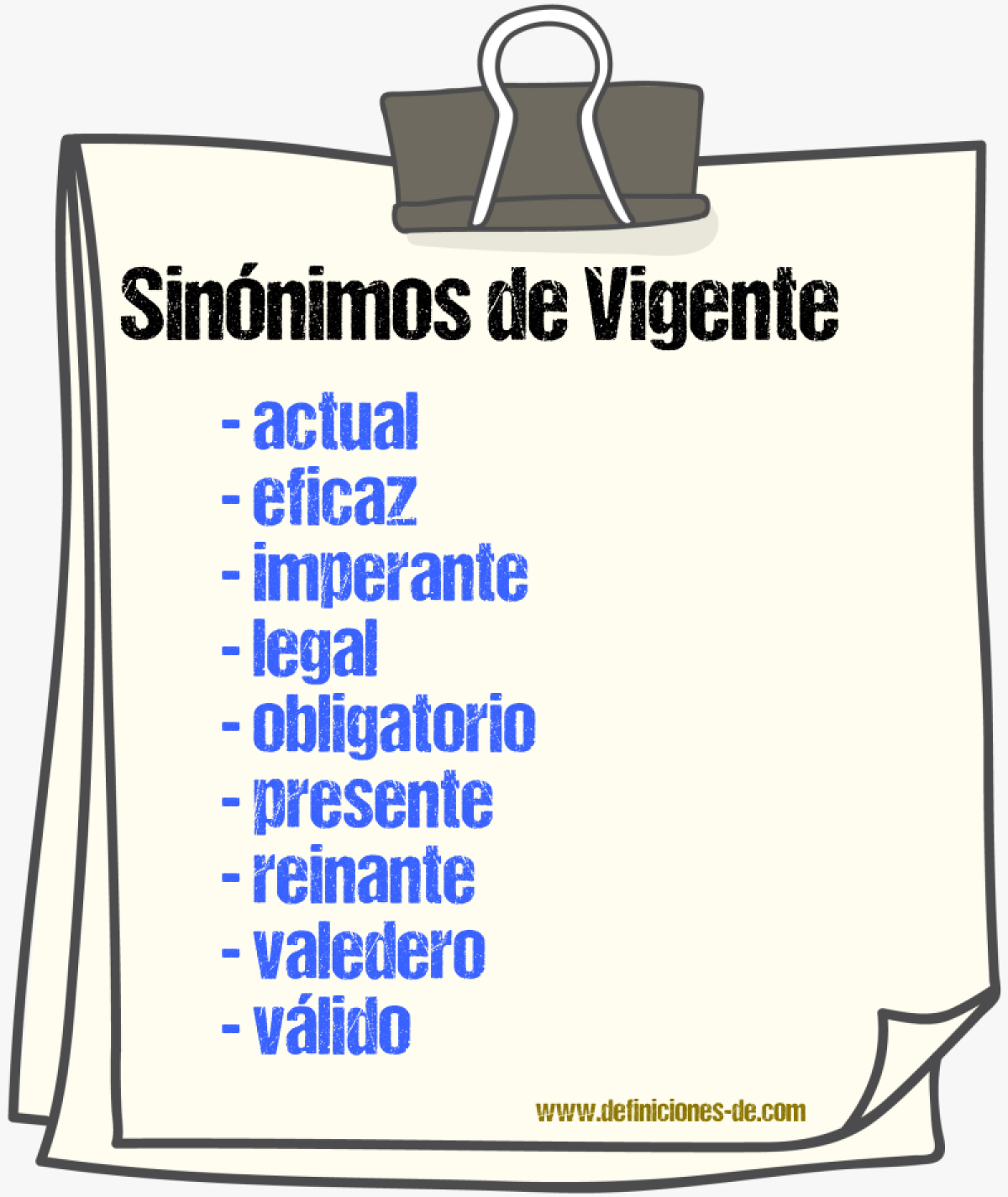 Sinnimos de vigente