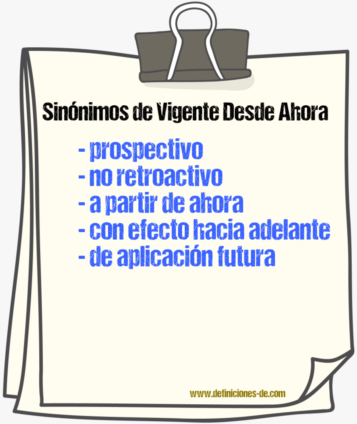 Sinónimos de vigente desde ahora