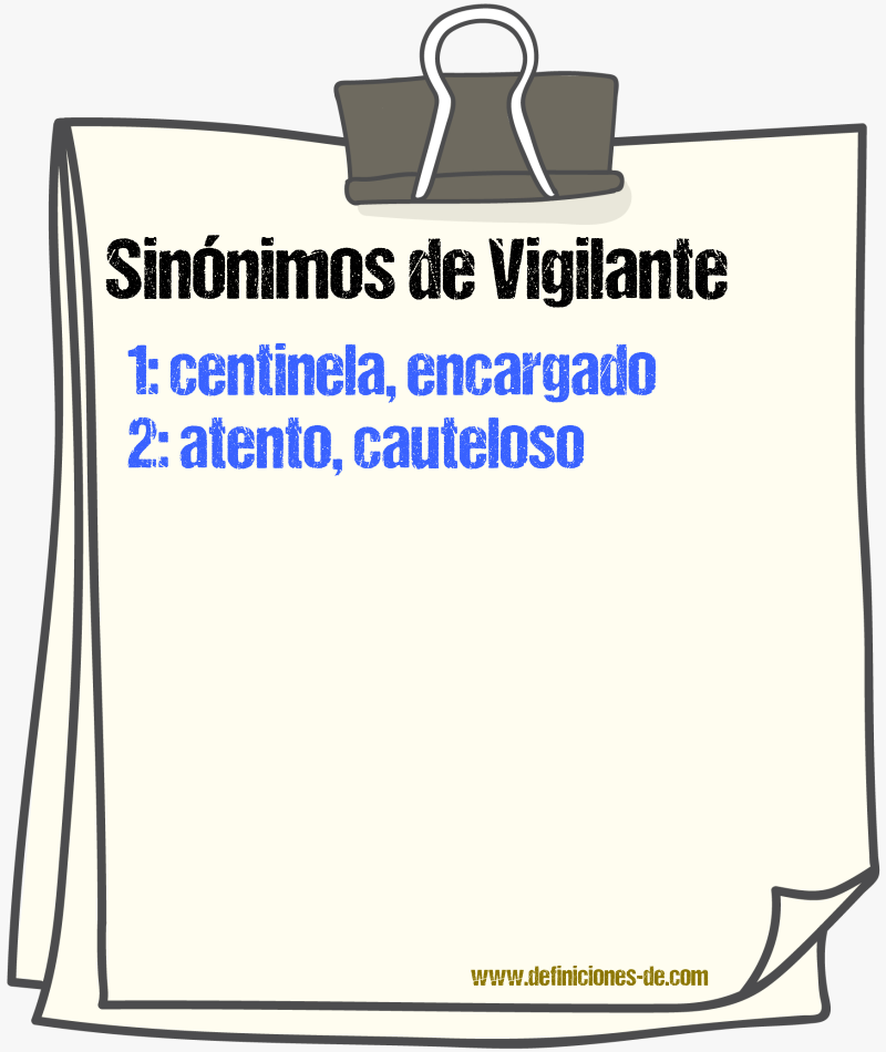 Sinnimos de vigilante