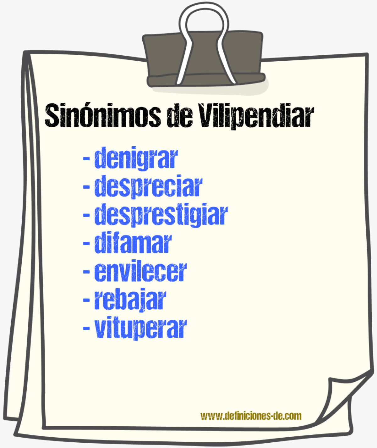 Sinónimos de vilipendiar