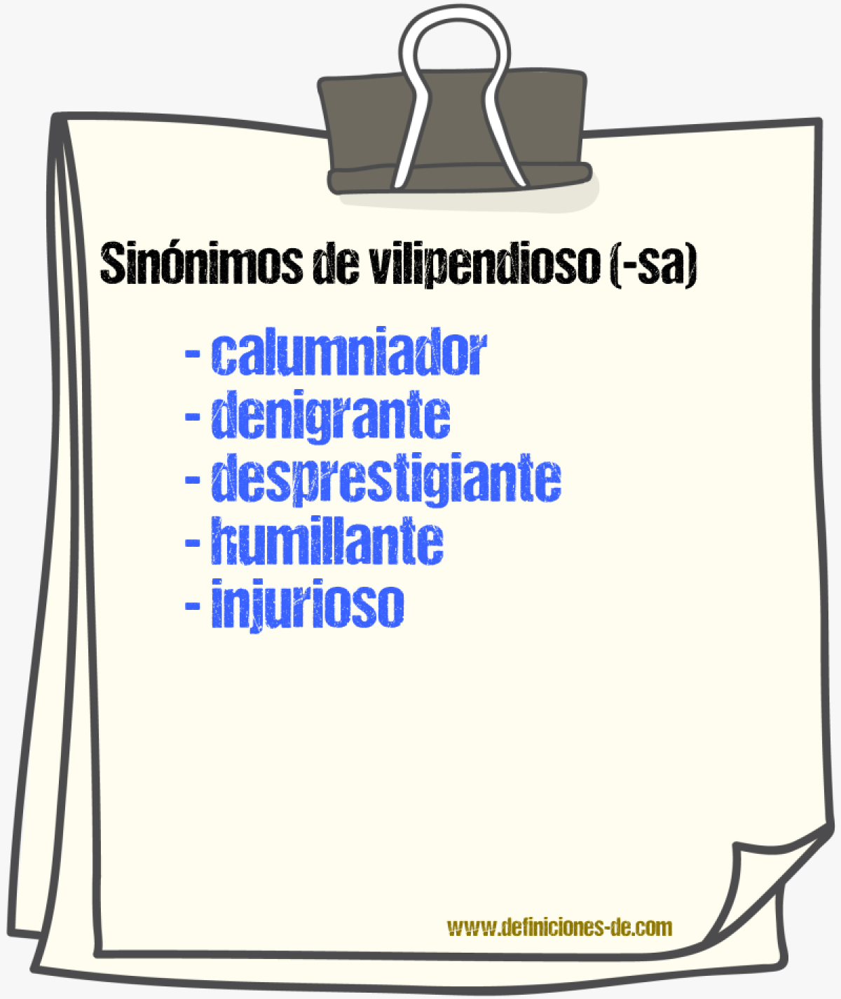 Sinnimos de vilipendioso