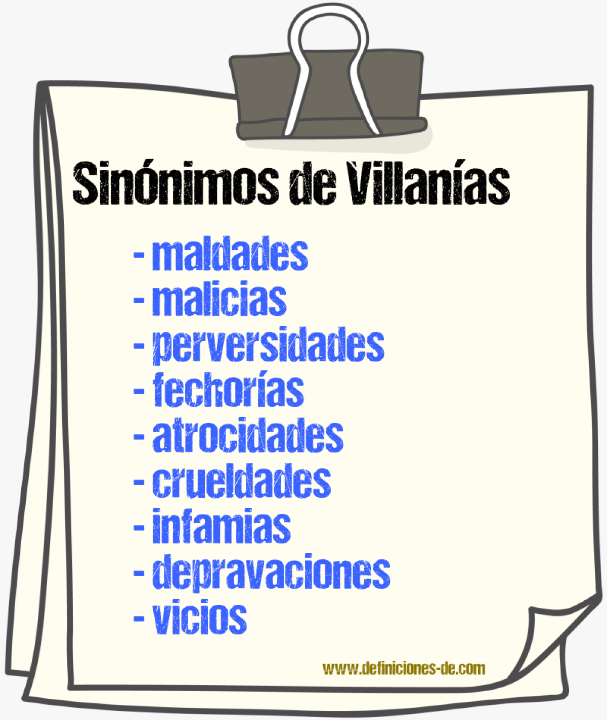 Sinónimos de villanías