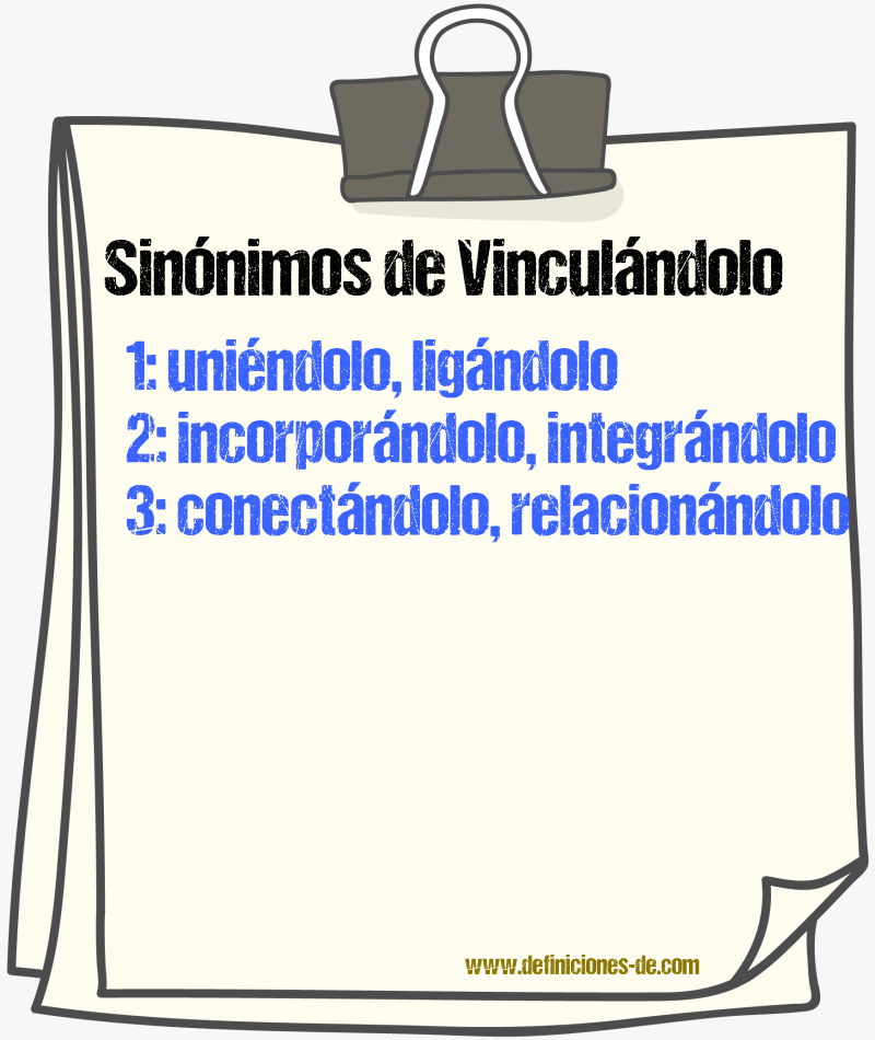 Sinónimos de vinculándolo