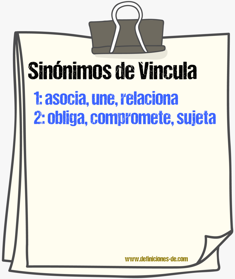Sinónimos de vincula