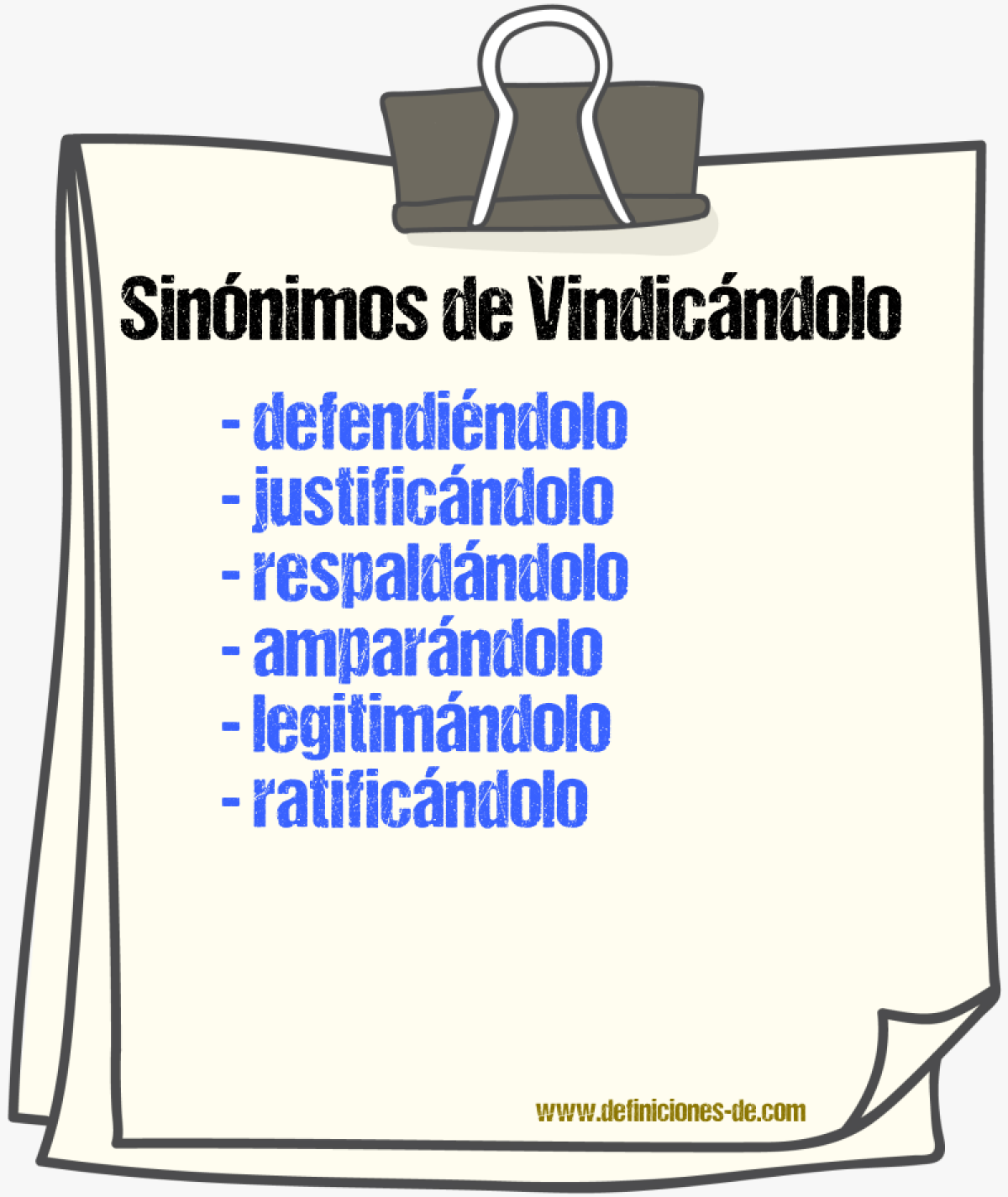 Sinónimos de vindicándolo