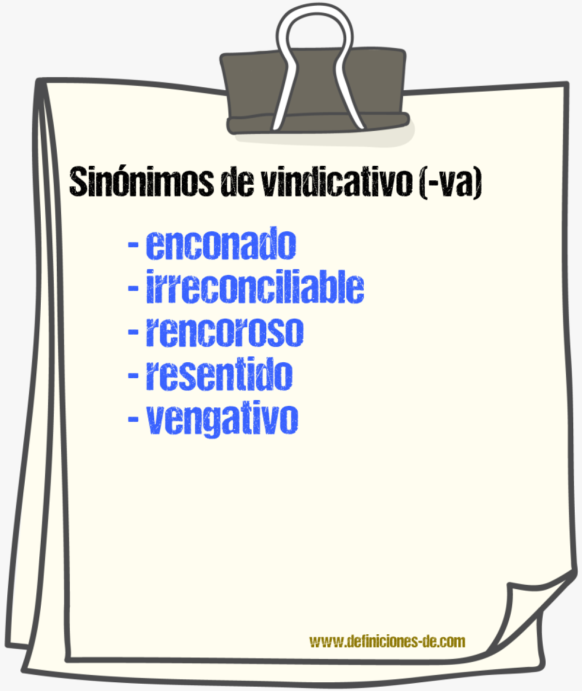 Sinnimos de vindicativo