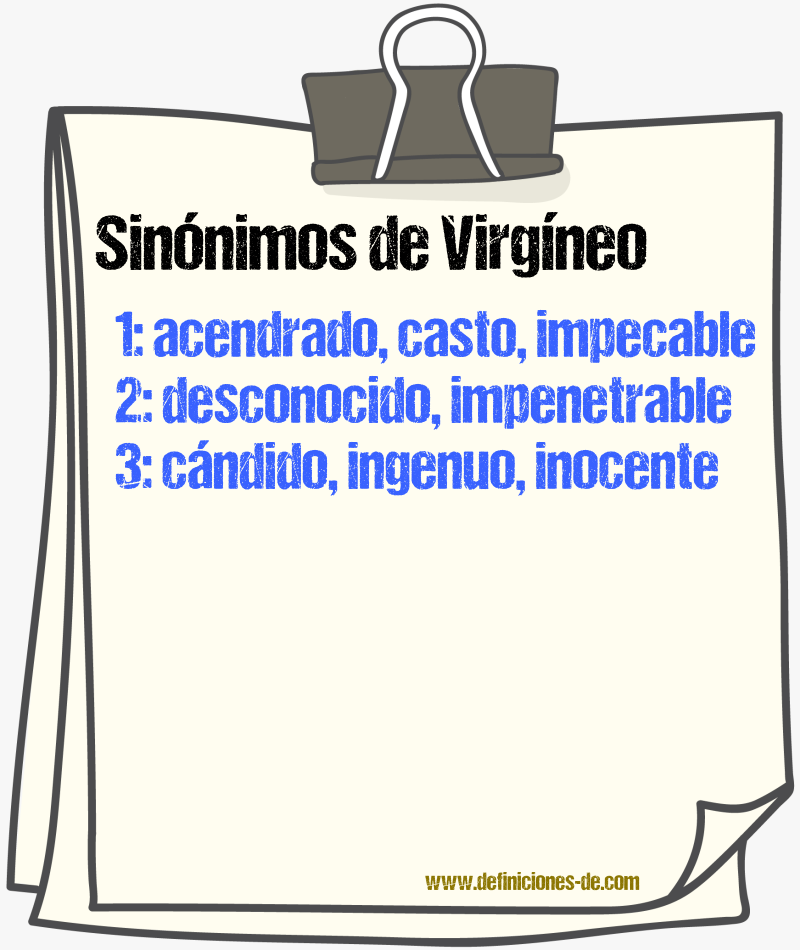 Sinnimos de virgneo