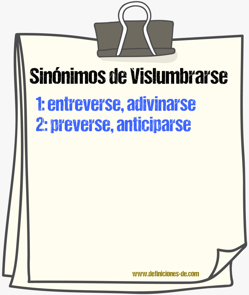 Sinónimos de vislumbrarse