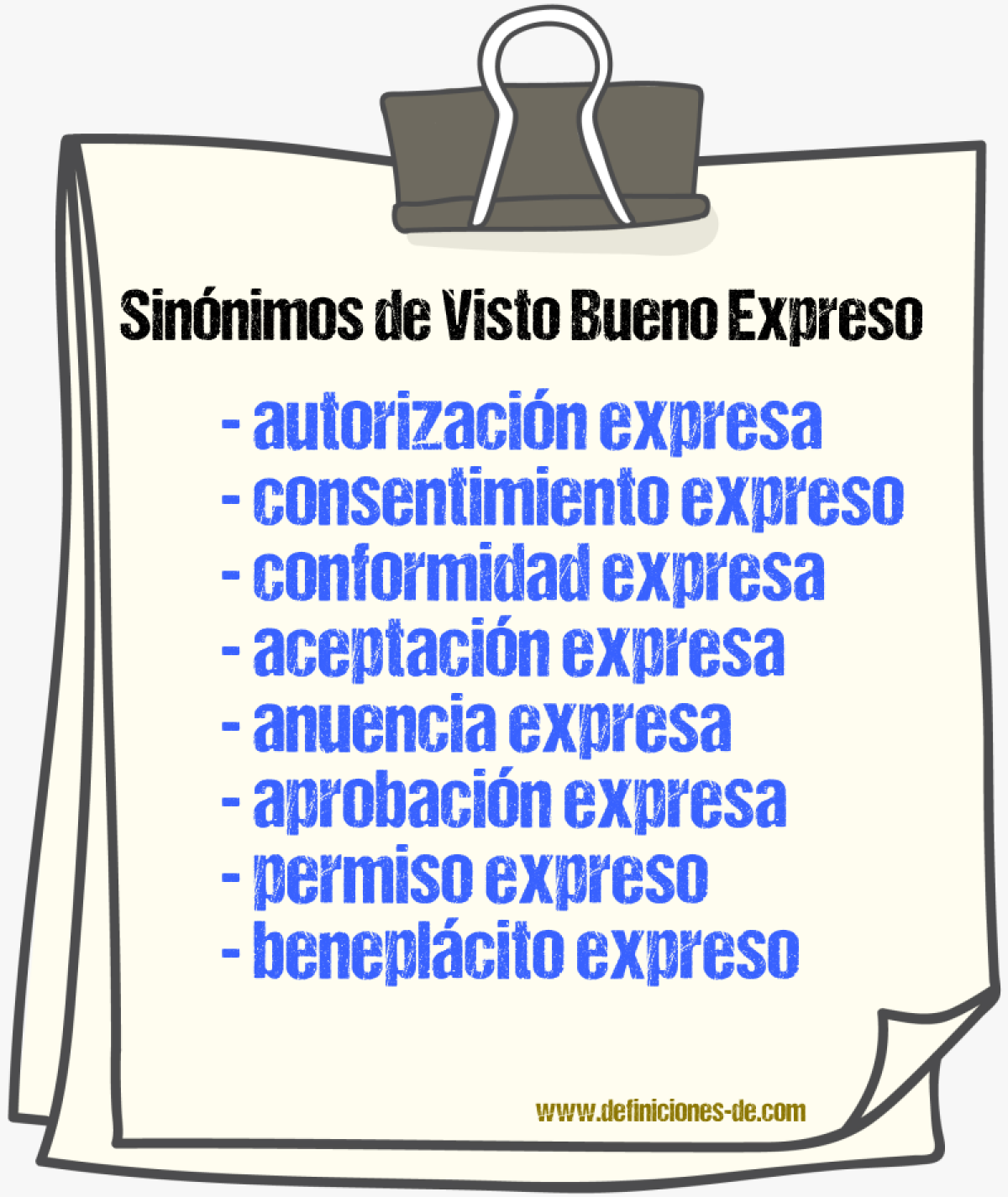 Sinónimos de visto bueno expreso