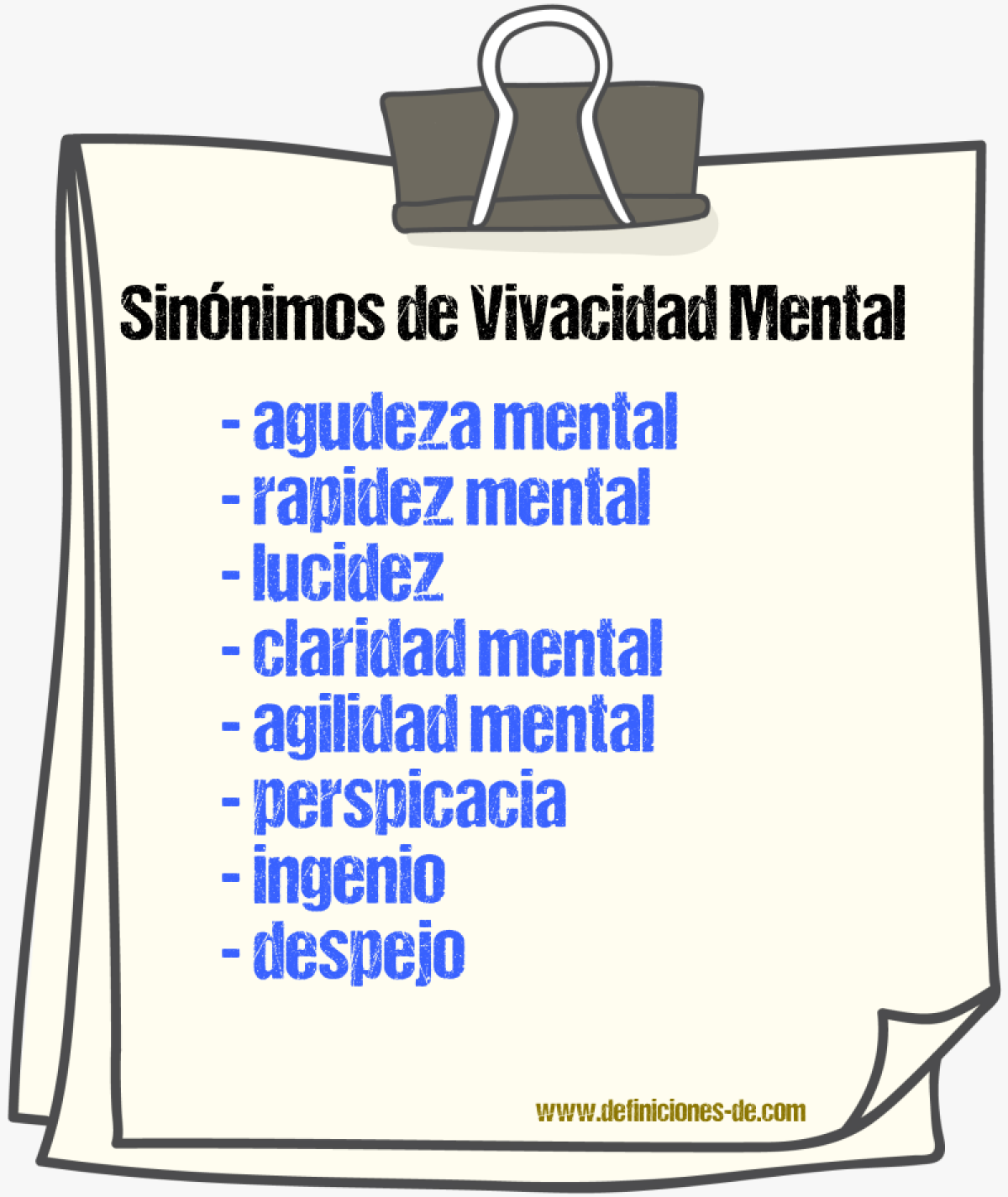 Sinónimos de vivacidad mental