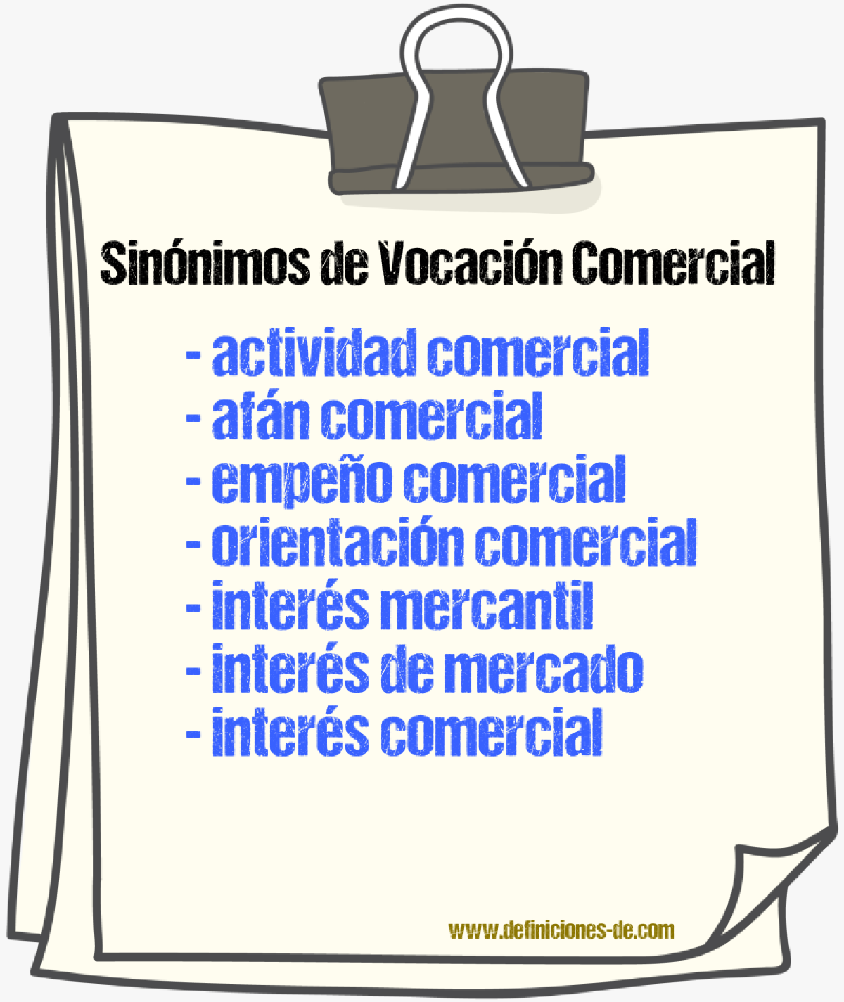 Sinónimos de vocación comercial
