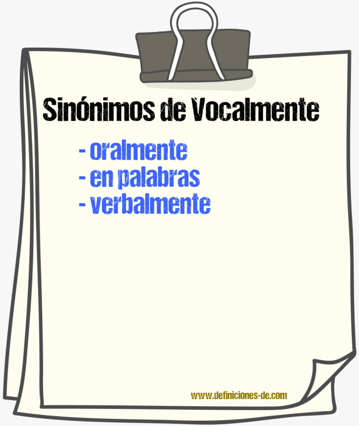 Sinnimos de vocalmente