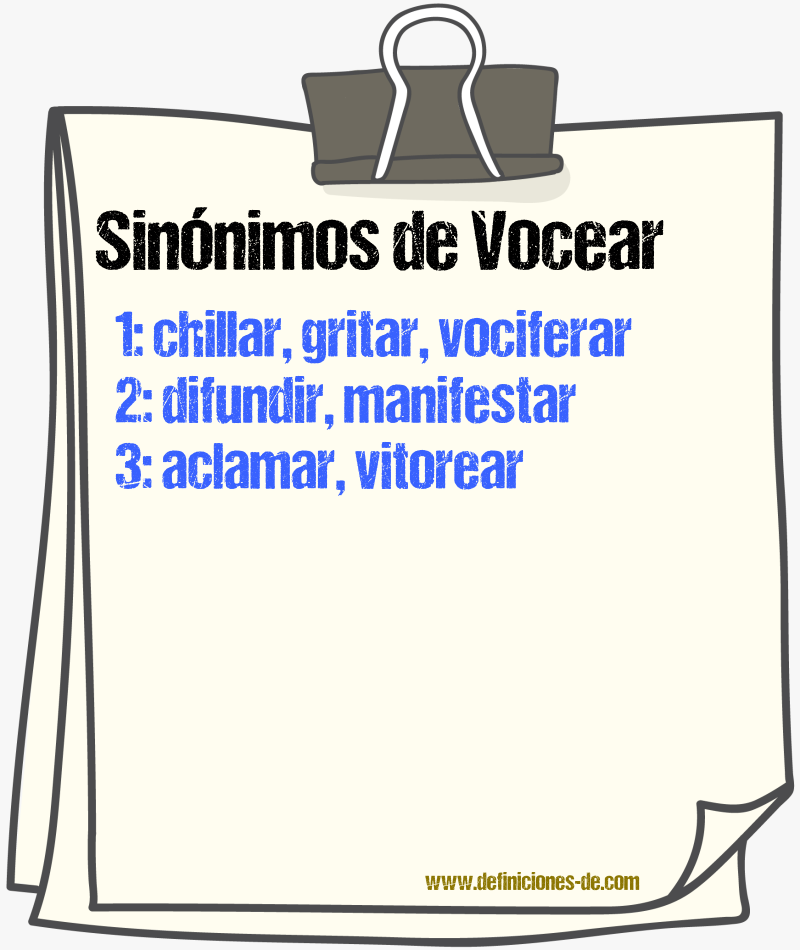 Sinnimos de vocear