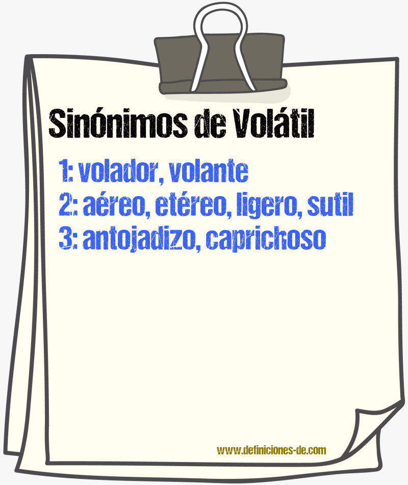 Sinnimos de voltil