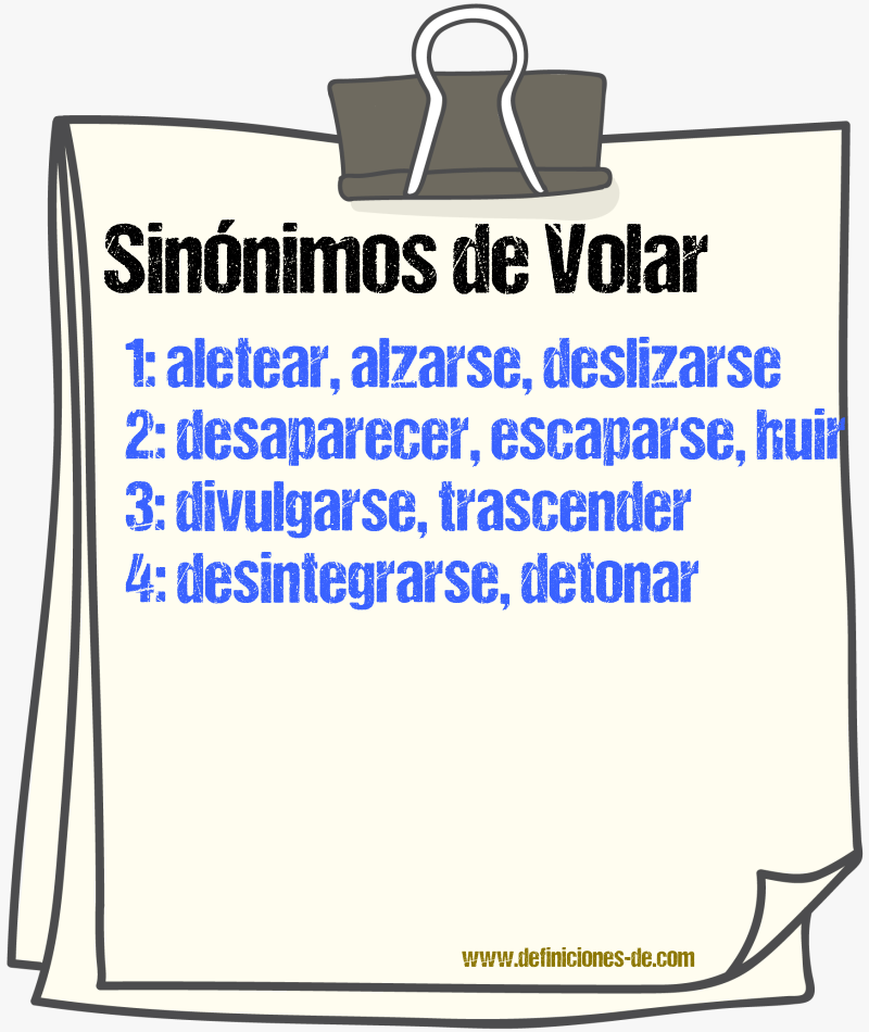 Sinnimos de volar