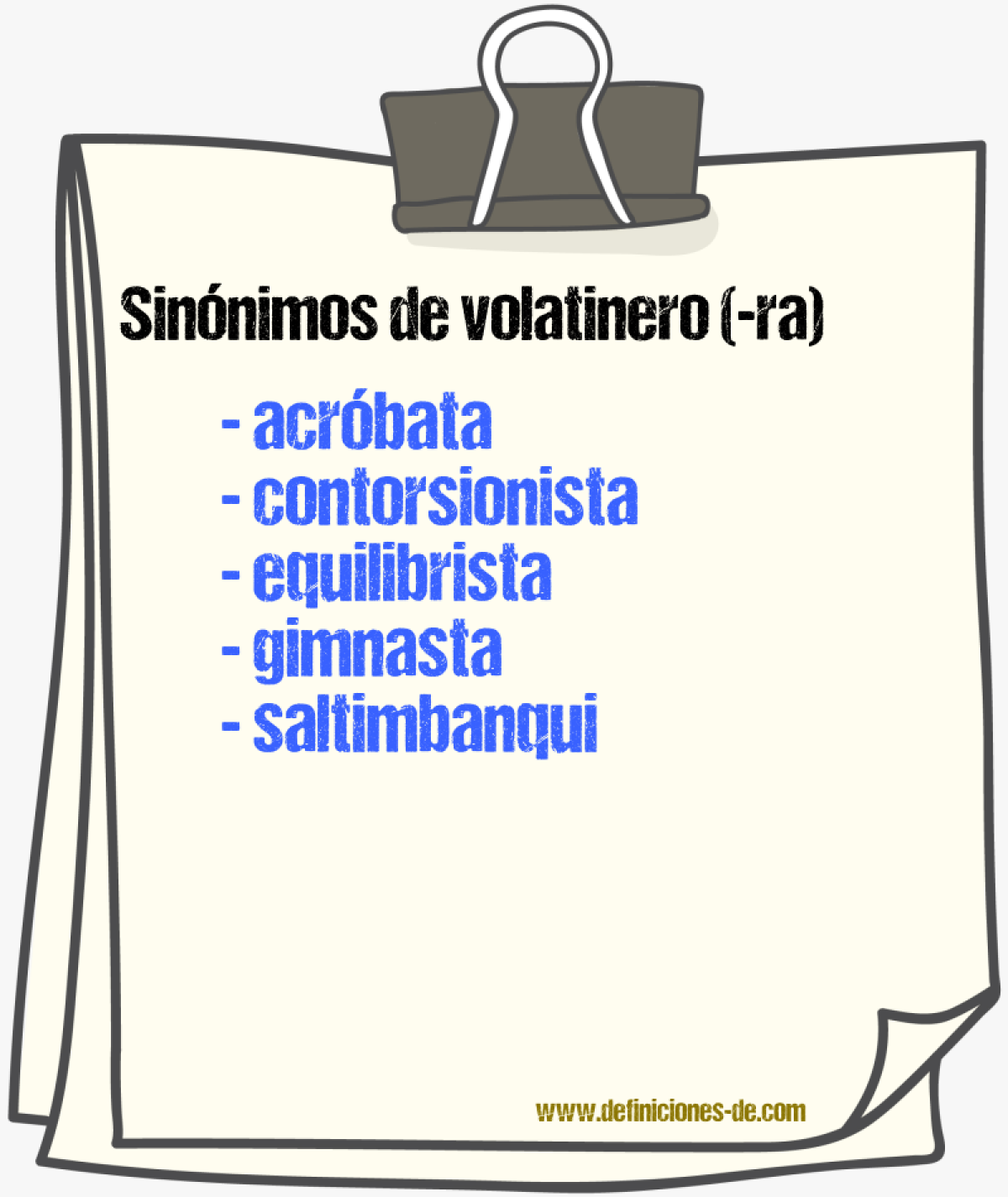 Sinnimos de volatinero