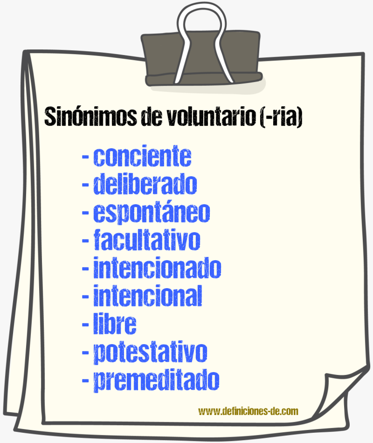 Sinónimos de voluntario